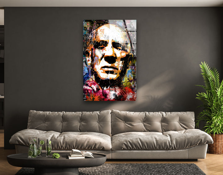 Fece of Pablo Picasso Glass Wall Art