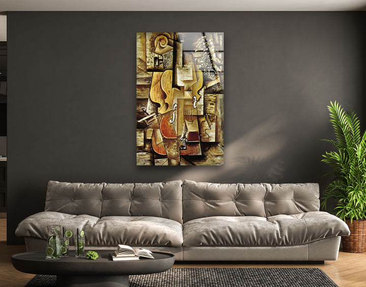 Violin and Grapes by Pablo Picasso Glass Wall Art