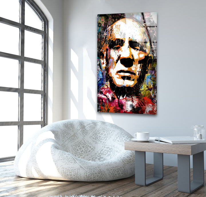 Fece of Pablo Picasso Glass Wall Art