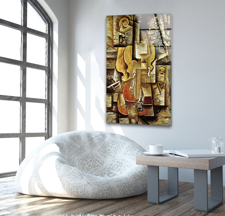 Violin and Grapes by Pablo Picasso Glass Wall Art