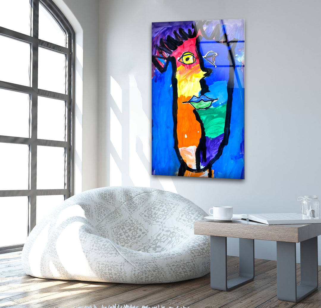 Pablo Picasso Colored Face Glass Wall Art