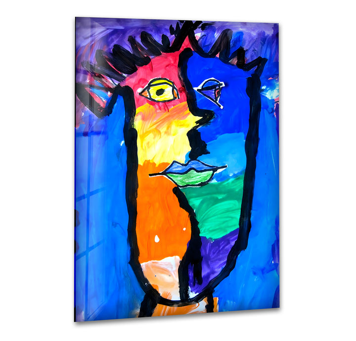 Pablo Picasso Colored Face Glass Wall Art