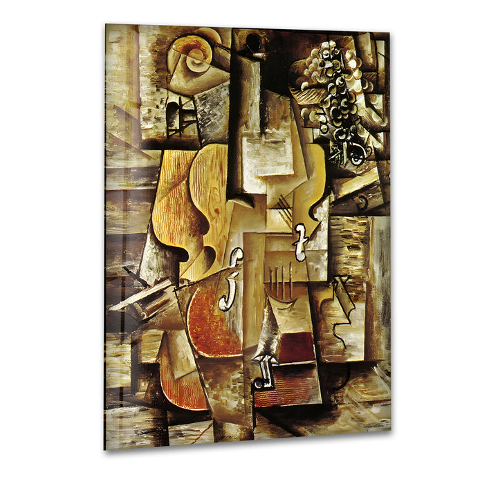 Violin and Grapes by Pablo Picasso Glass Wall Art