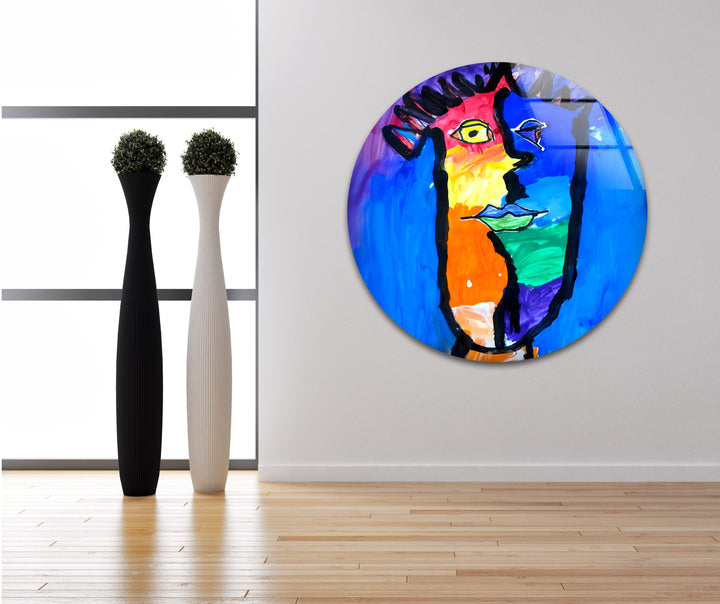 Pablo Picasso Colored Face Glass Wall Art