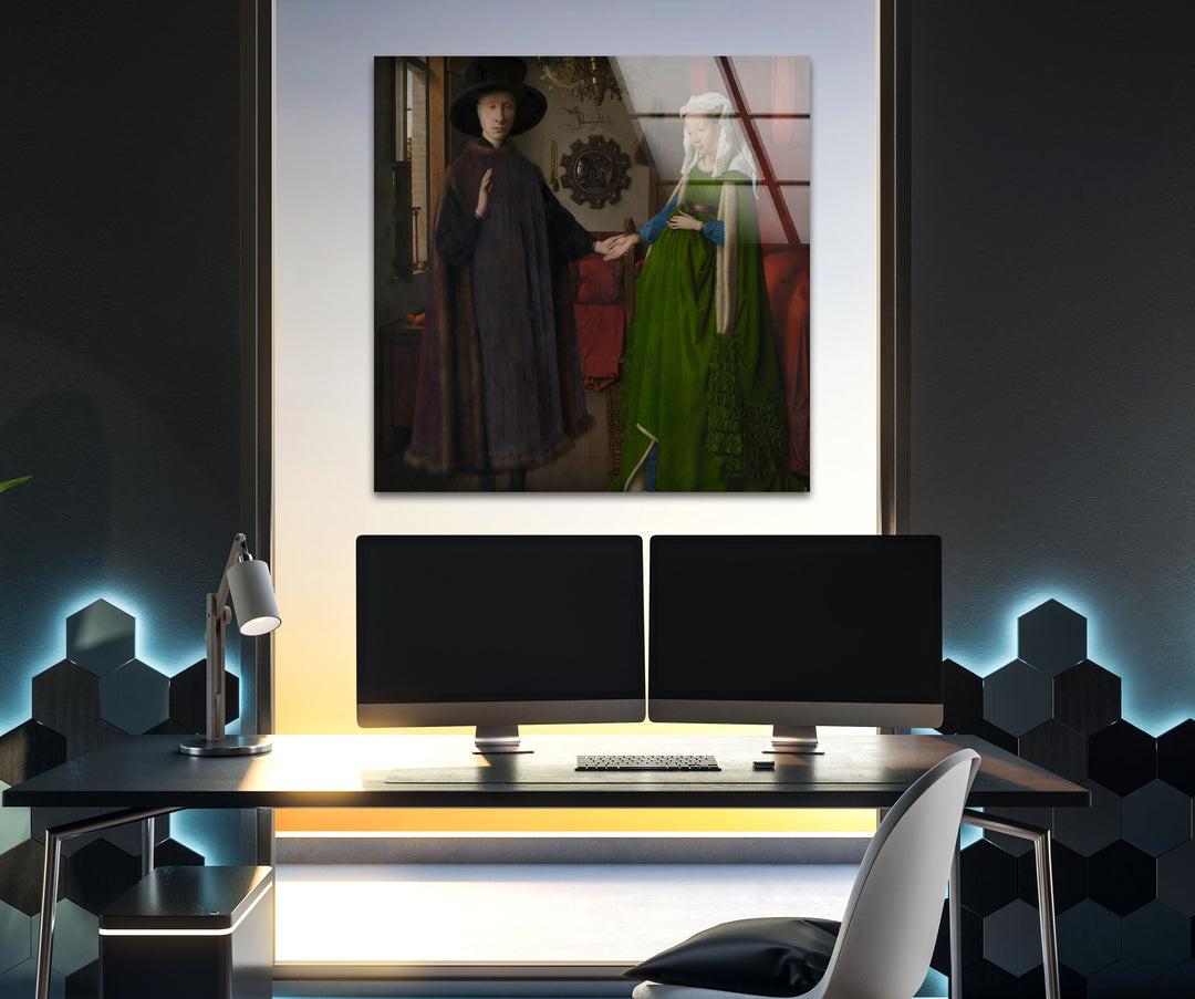 The Arnolfini Portrait Jan van Eyck Glass Wall Art print on glass, glass printed photos
