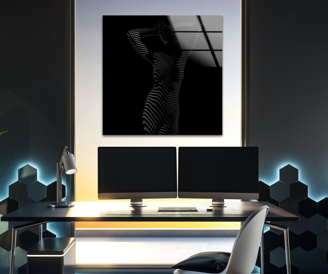 Glass wall art featuring captivating erotic paintings and nude designs
