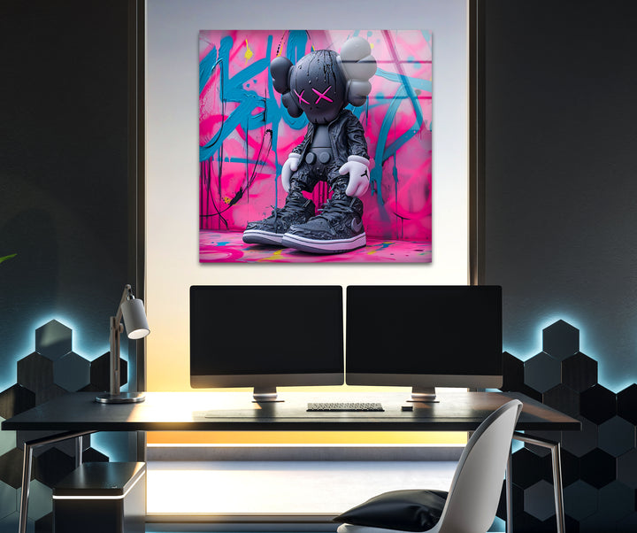 Kaws Wears Nike Glass Wall Art Glass Printing Wall Art, Print photos on glass