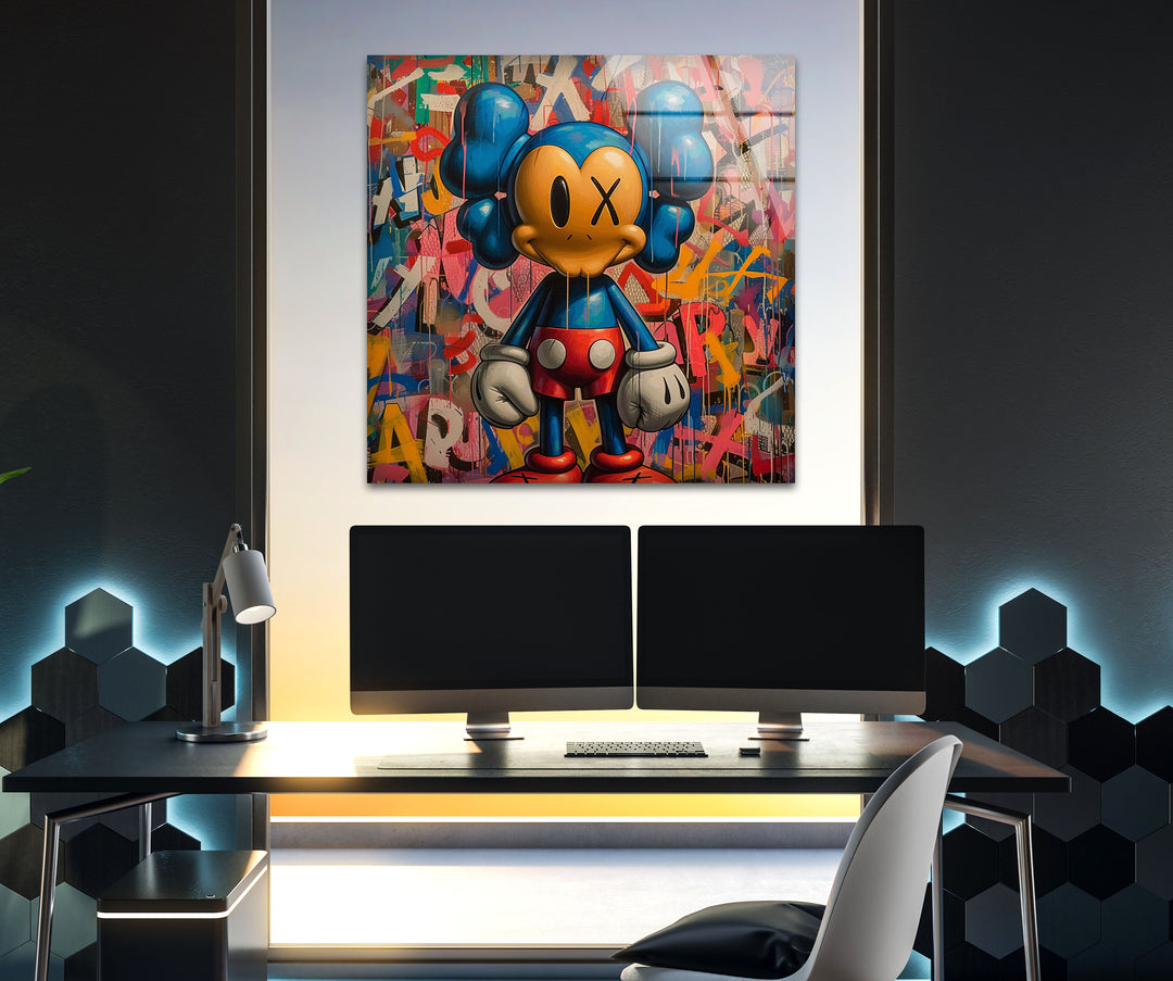 Kaws Boxer Glass Wall Art custom glass photo prints, large glass prints