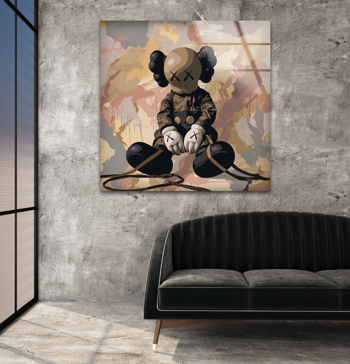 Kaws Pale Glass Wall Art glass art painting, glass art for the Wall