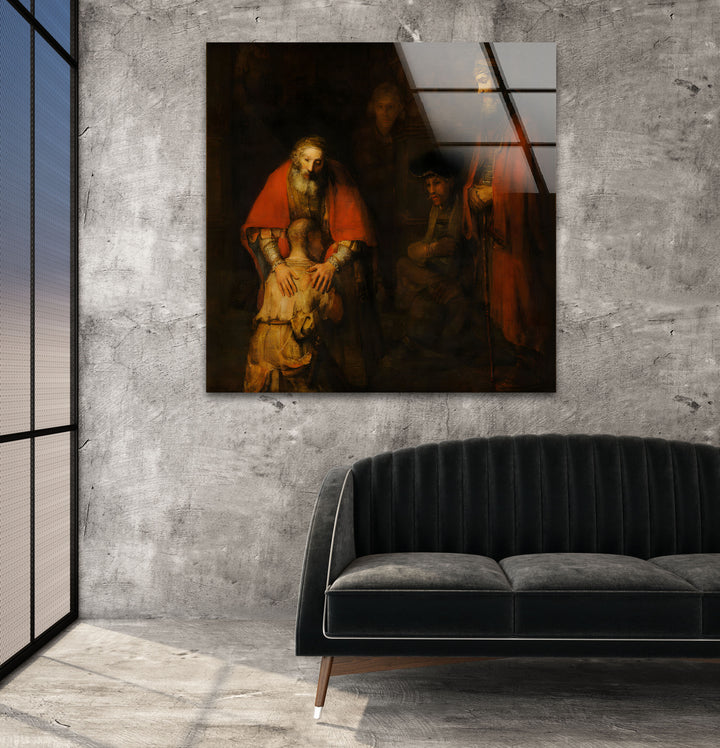 Return of the Prodigal Son Rembrandt Glass Wall Art print on glass, glass printed photos
