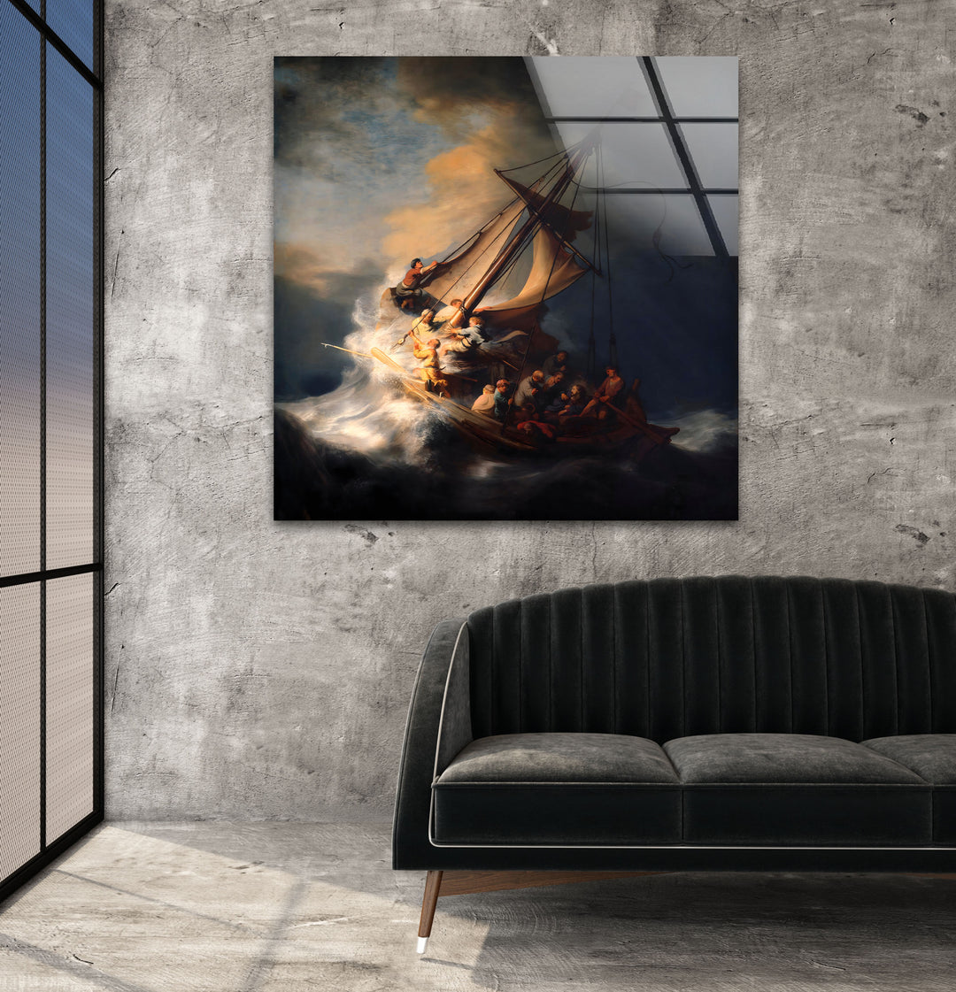 Storm in the Sea of Galilee Rembrandt Glass Wall Art glass pictures for Wall, glass prints wall art
