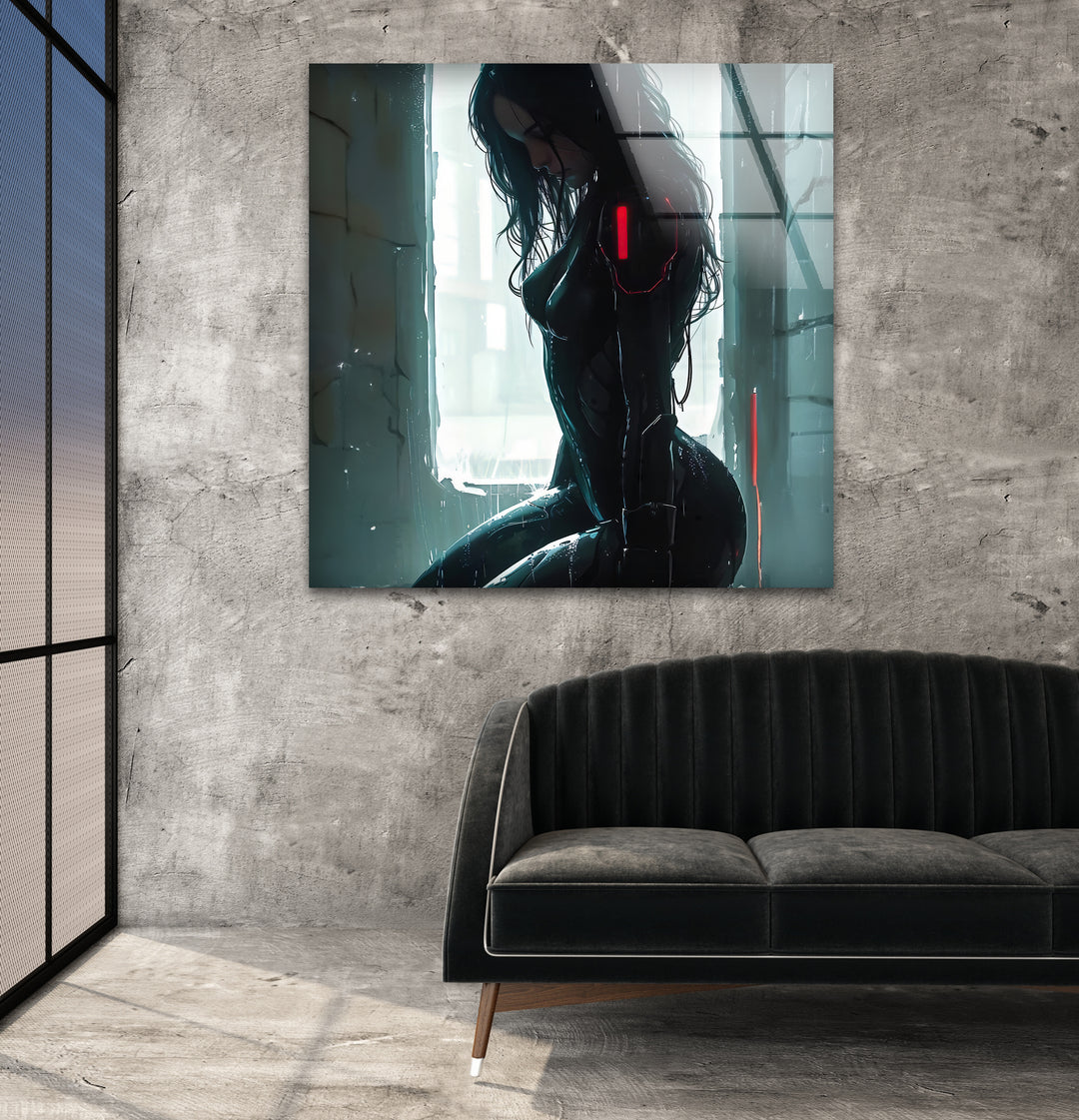 Sophisticated erotic nude art for contemporary glass wall decor
