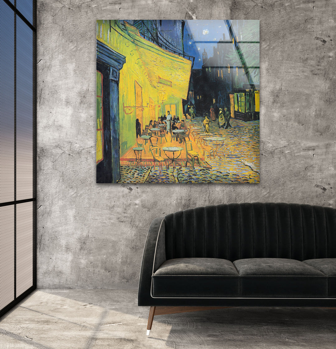 Café Terrace at Night Vincent van Gogh Glass Wall Art picture on glass wall art, photos printed on glass
