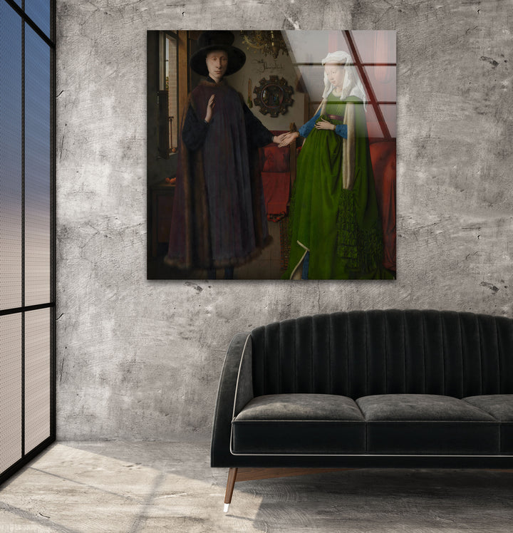 The Arnolfini Portrait Jan van Eyck Glass Wall Art custom glass photo prints, large glass prints
