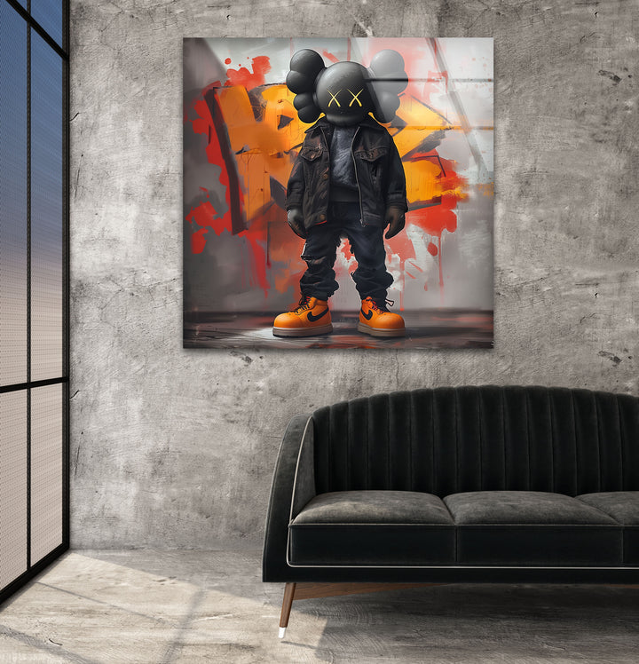 Kaws Orange Glass Wall Art