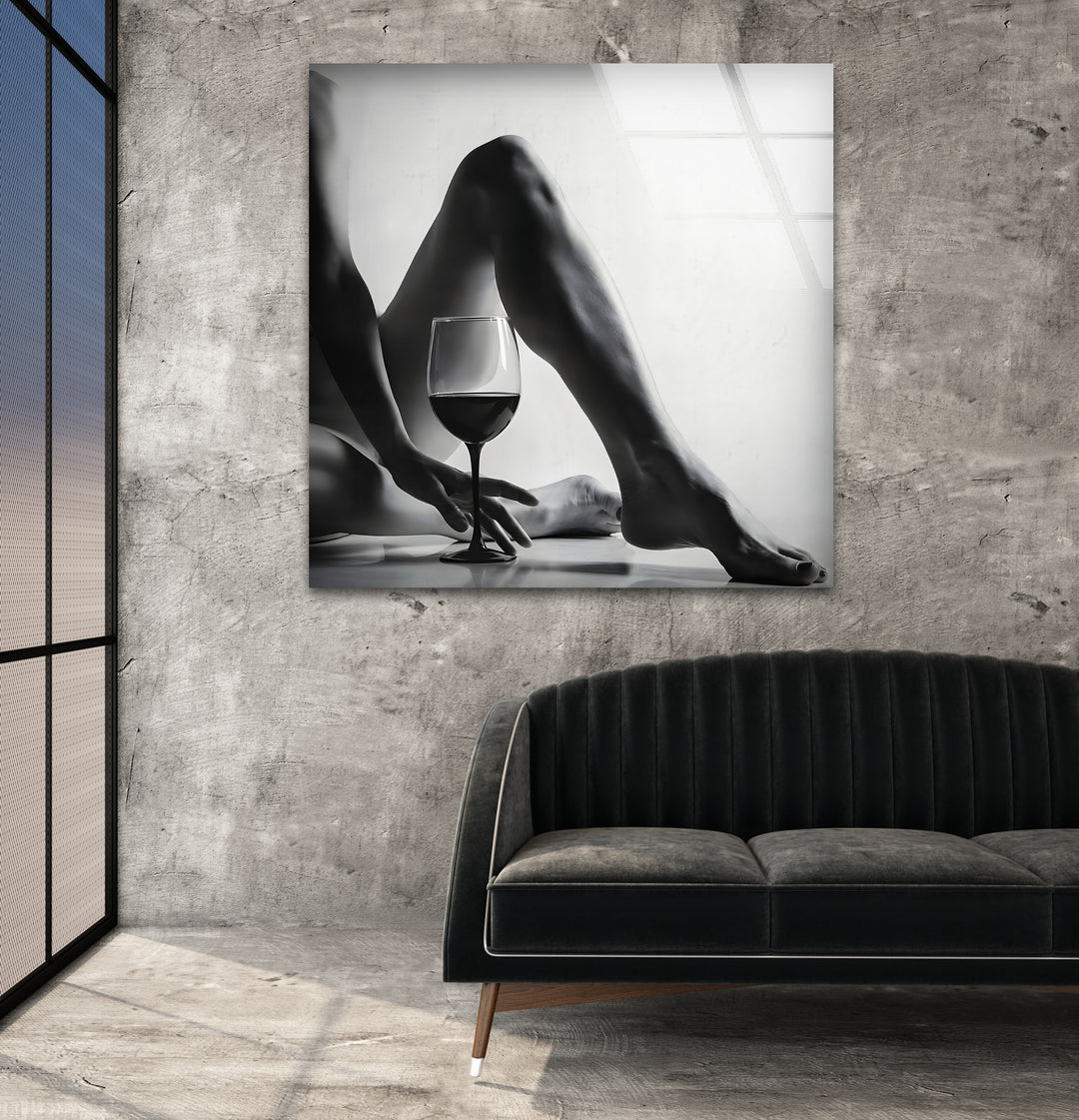 Glass wall art featuring sensual erotic nude art for bold decor
