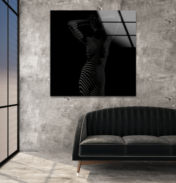 Sophisticated erotic nude art for contemporary glass wall decor
