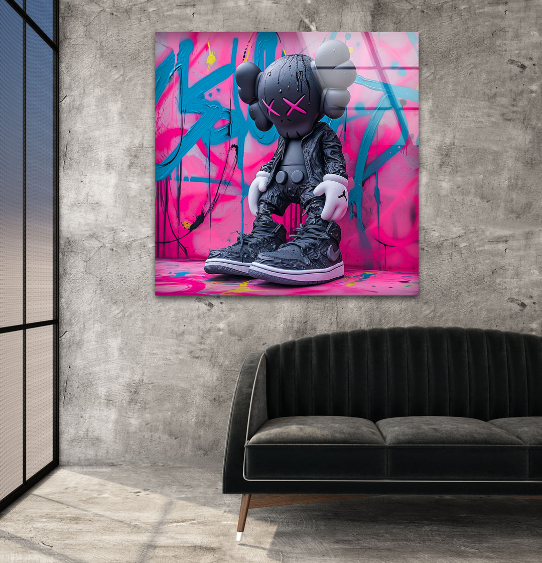 Kaws Wears Nike Glass Wall Art large glass photo prints, glass wall photos