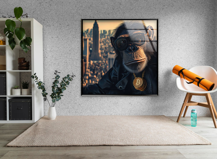 Monkey with Dollars Tempered Glass Wall Art - MyPhotoStation