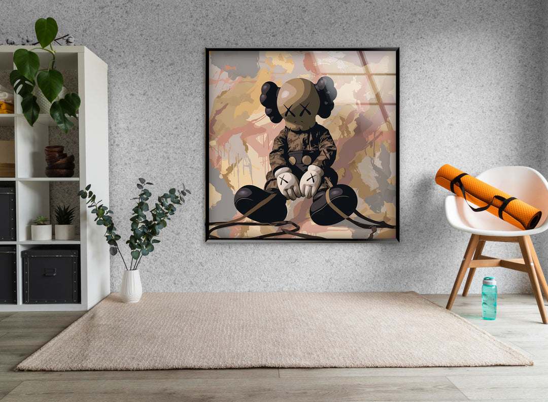 Kaws Pale Glass Wall Art large glass photo prints, glass wall photos