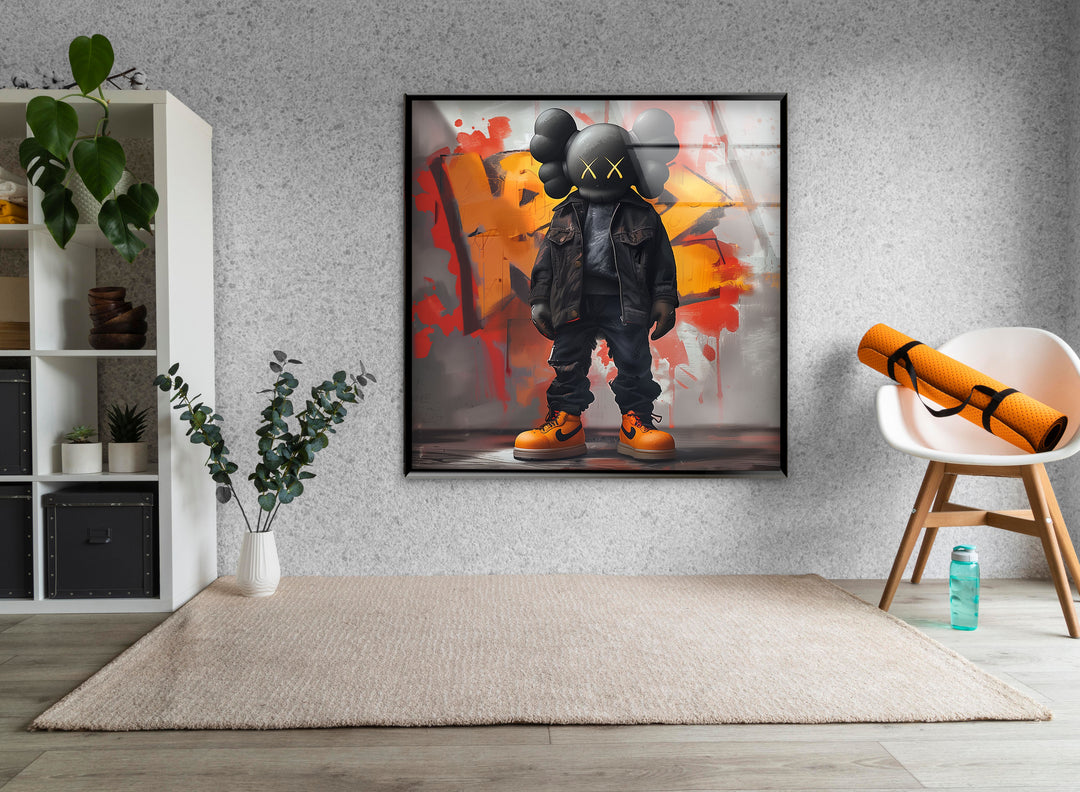 Kaws Orange Glass Wall Art