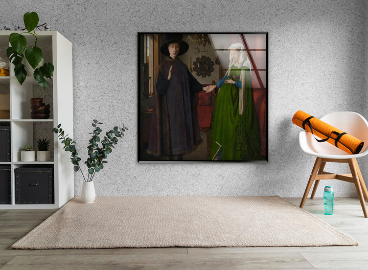 The Arnolfini Portrait Jan van Eyck Glass Wall Art picture on glass wall art, photos printed on glass
