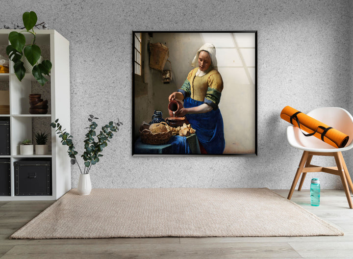 The Milkmaid Johannes Vermeer Glass Wall Art large glass photo prints, glass wall photos
