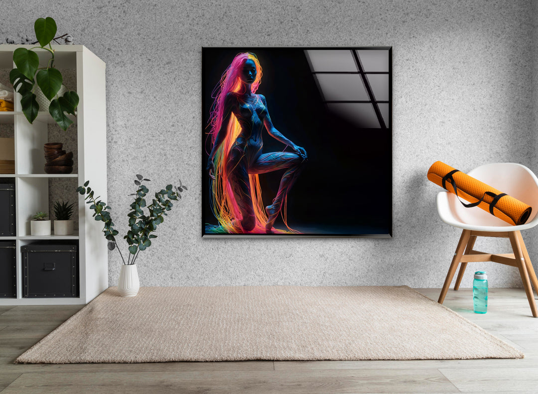 Sexy art blending erotic nude drawings with bold glass wall art
