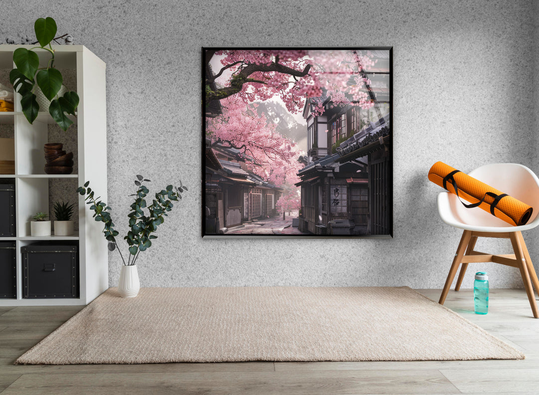 Japanese Sakura Glass Wall Art print picture on glass, Tempered Glass Wall Art