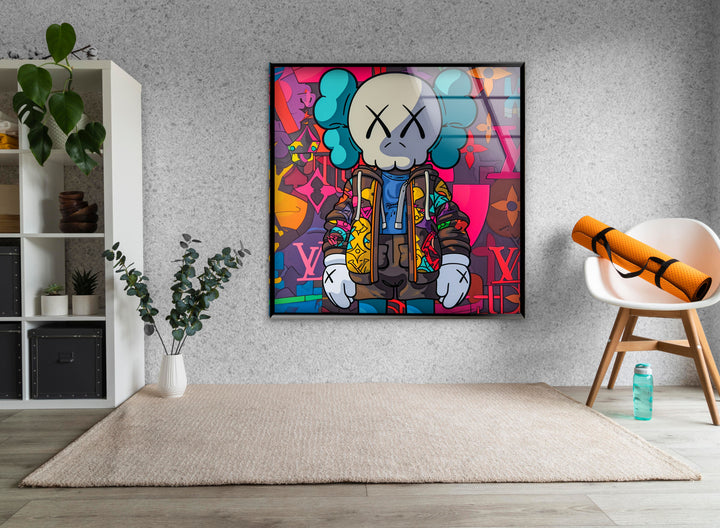 Kaws Colored Glass Wall Art custom glass photo prints, large glass prints