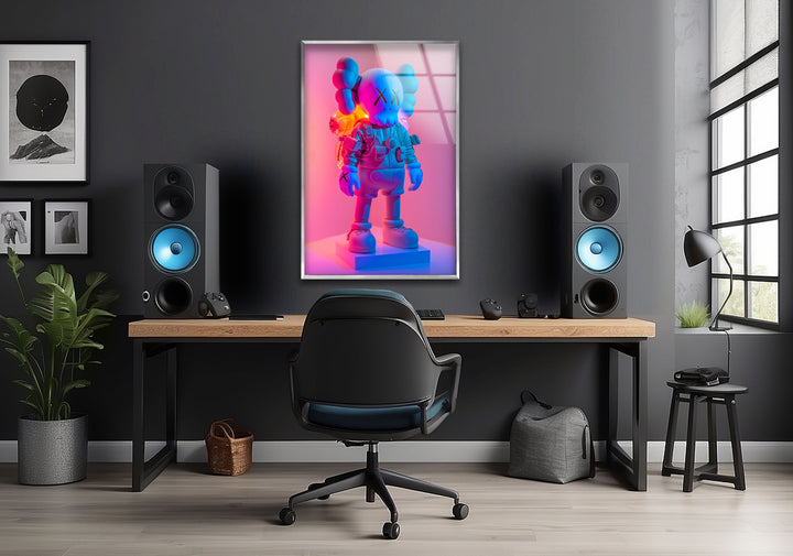 Kaws Pink & Blue Glass Wall Art art glass wall art, glass wall art pictures