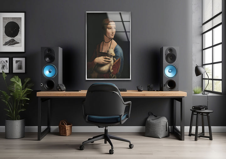 Lady with an Ermine Leonardo da Vinci Glass Wall Art large glass photo prints, glass wall photos
