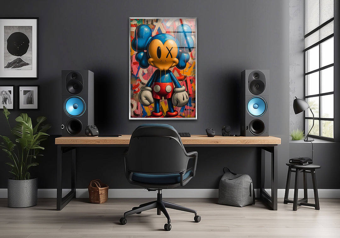 Kaws Boxer Glass Wall Art print on glass, glass printed photos