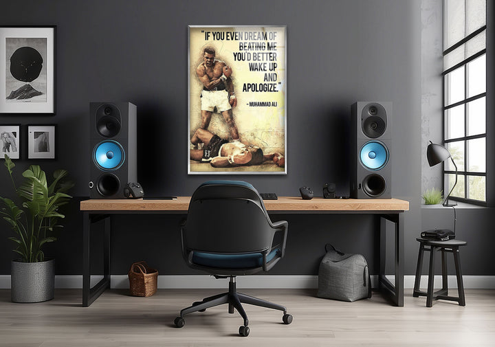 Muhammad Ali Motivational Glass Wall Art glass image printing, glass prints from photos
