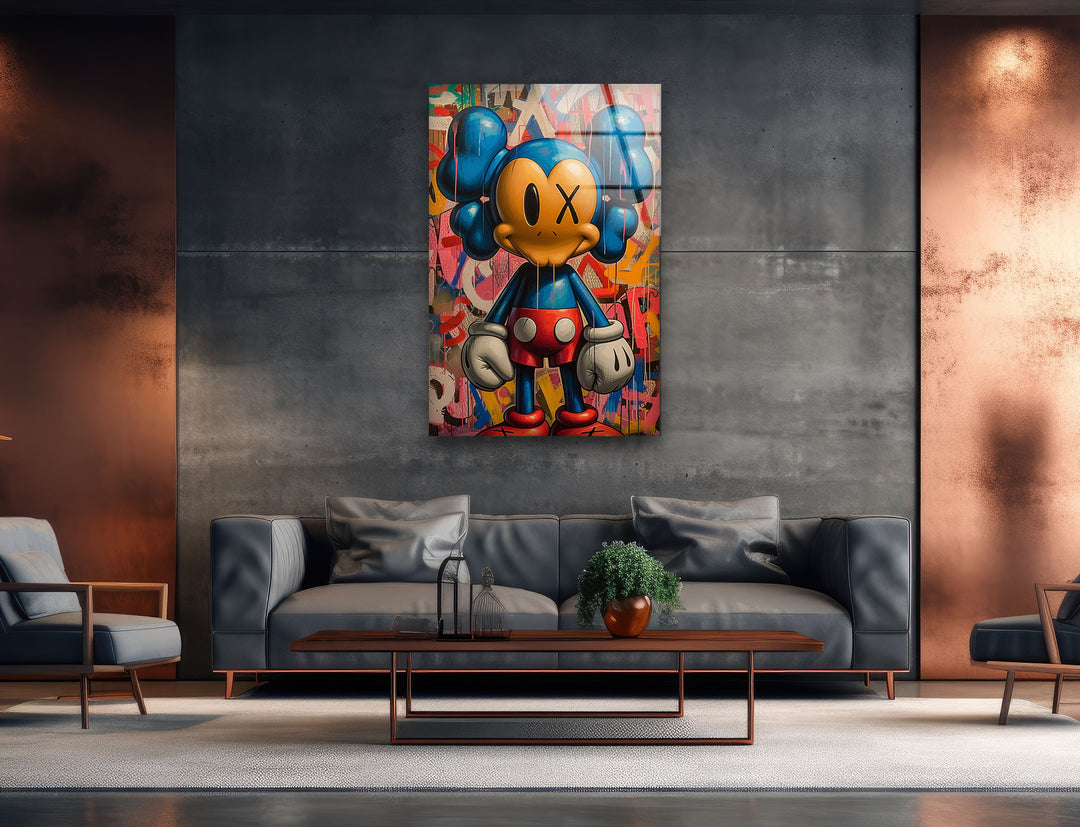 Kaws Boxer Glass Wall Art print picture on glass, Tempered Glass Wall Art