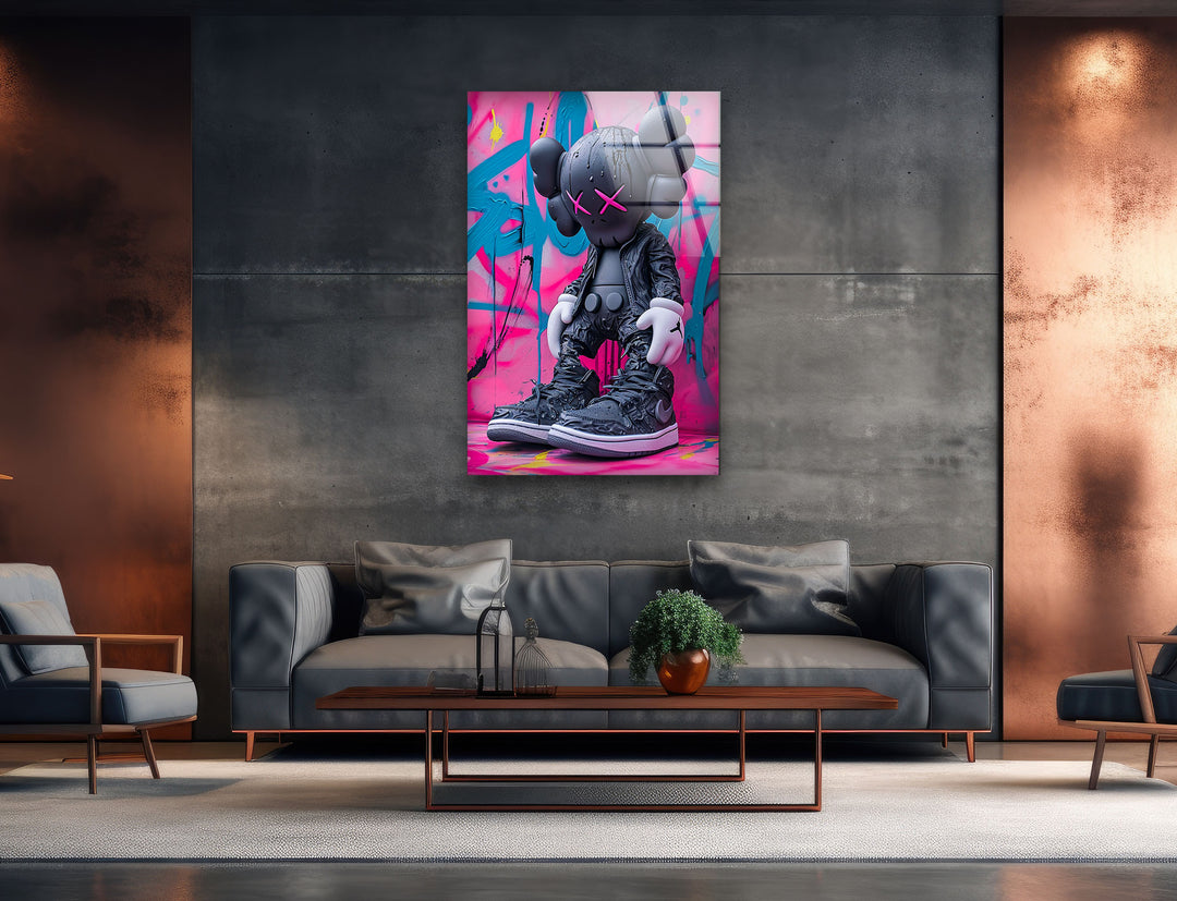 Kaws Wears Nike Glass Wall Art glass image printing, glass prints from photos