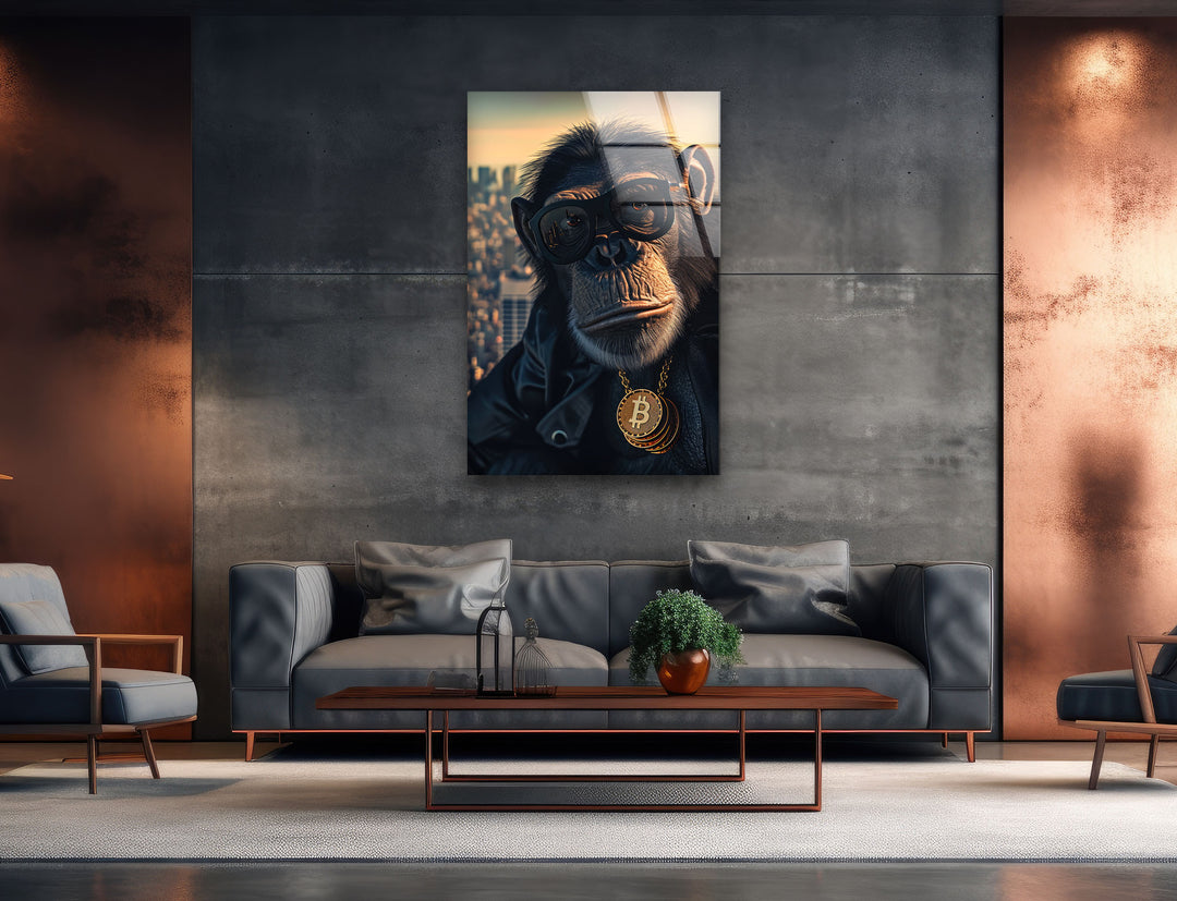 Monkey with Dollars Tempered Glass Wall Art - MyPhotoStation