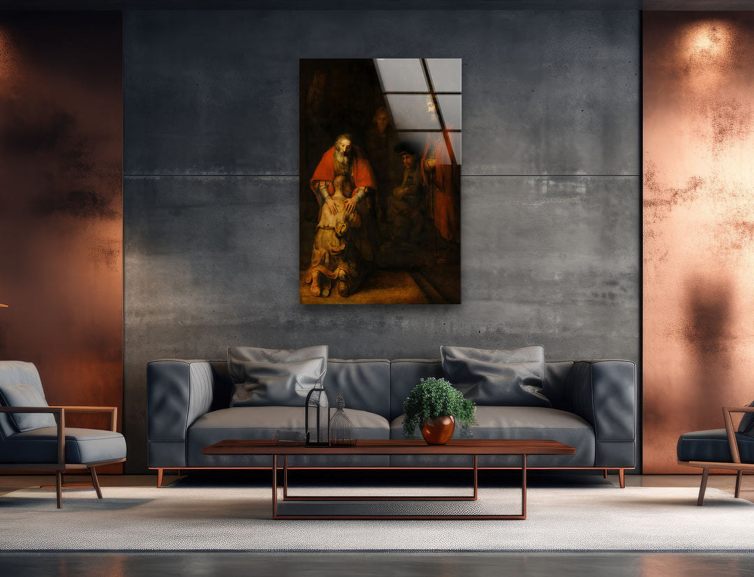 Return of the Prodigal Son Rembrandt Glass Wall Art photo print on glass, prints on glass wall art
