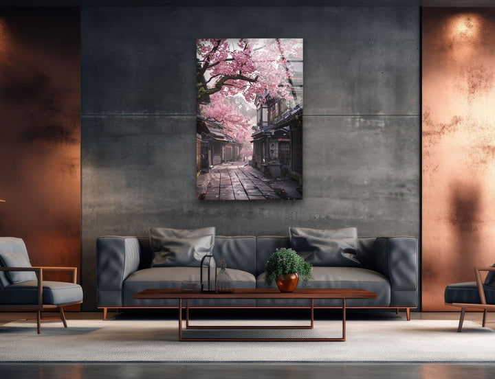 Japanese Sakura Glass Wall Art