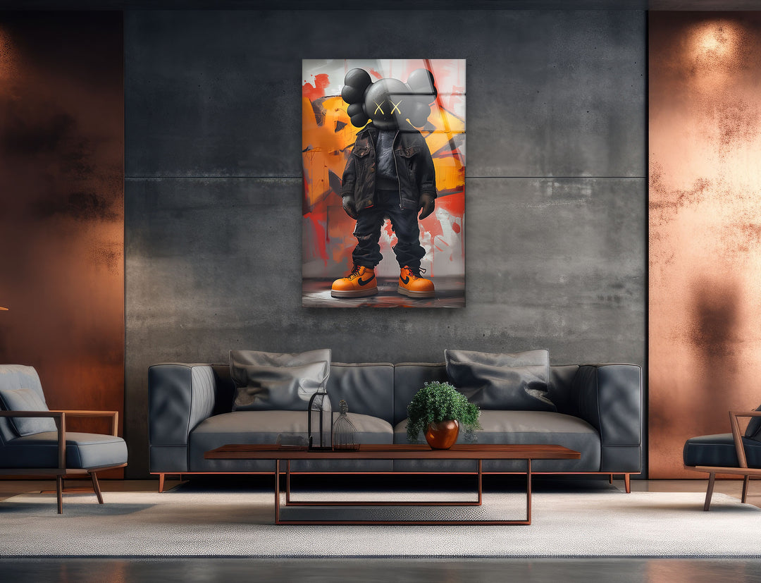 Kaws Orange Glass Wall Art