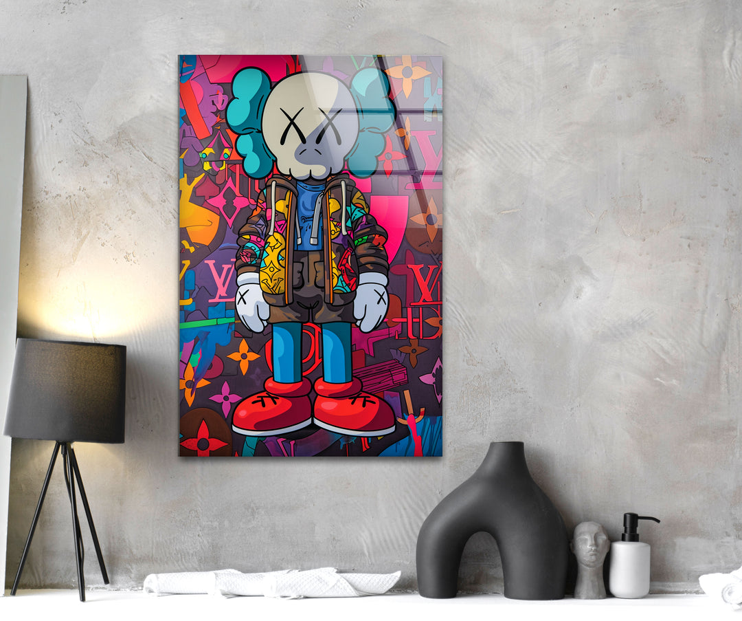 Kaws Colored Glass Wall Art glass wall decor, glass wall art decor