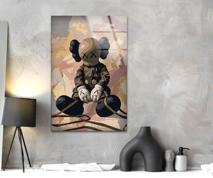 Kaws Pale Glass Wall Art print picture on glass, Tempered Glass Wall Art