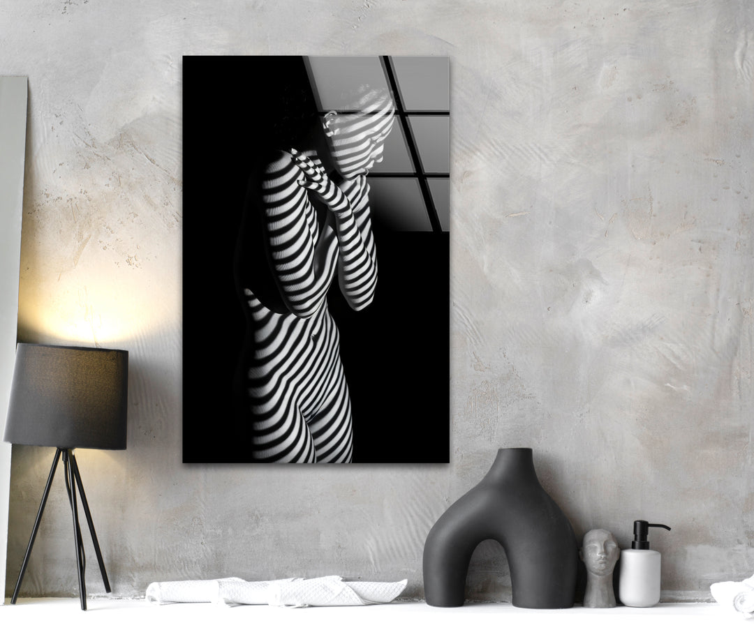 Sophisticated erotic nude art for contemporary glass wall decor
