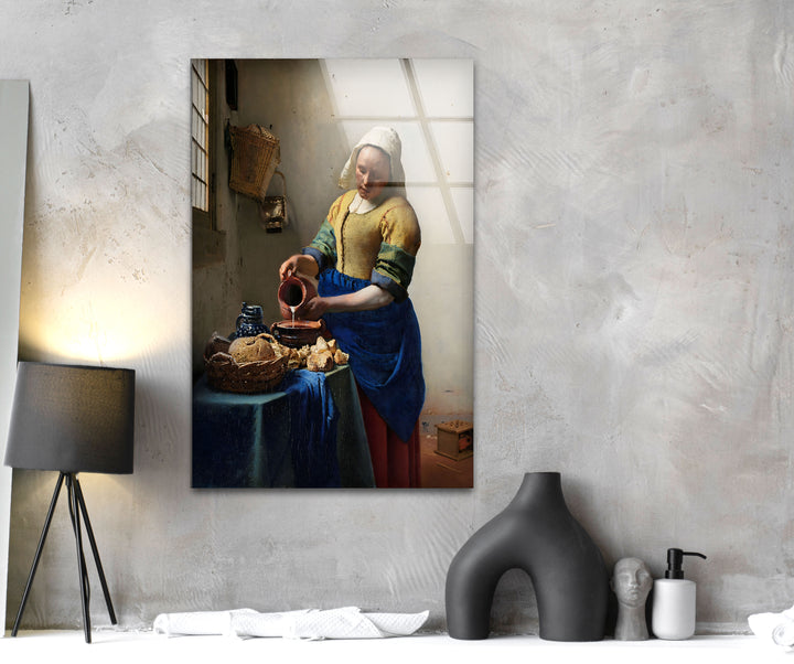 The Milkmaid Johannes Vermeer Glass Wall Art glass photo prints, glass picture prints
