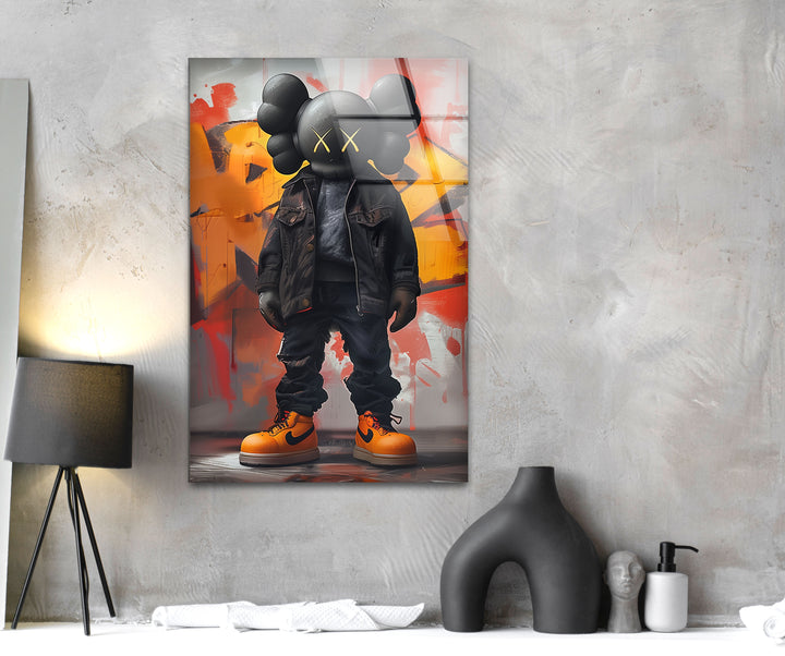 Kaws Orange Glass Wall Art