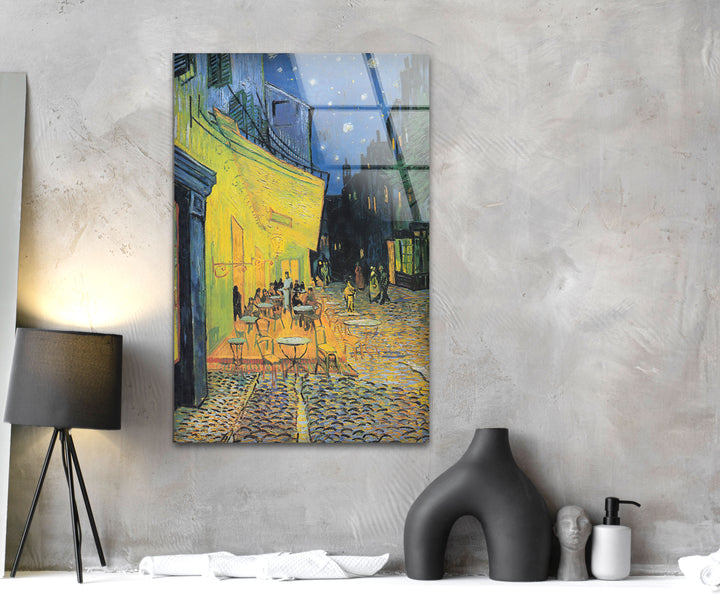 Café Terrace at Night Vincent van Gogh Glass Wall Art glass art painting, glass art for the Wall
