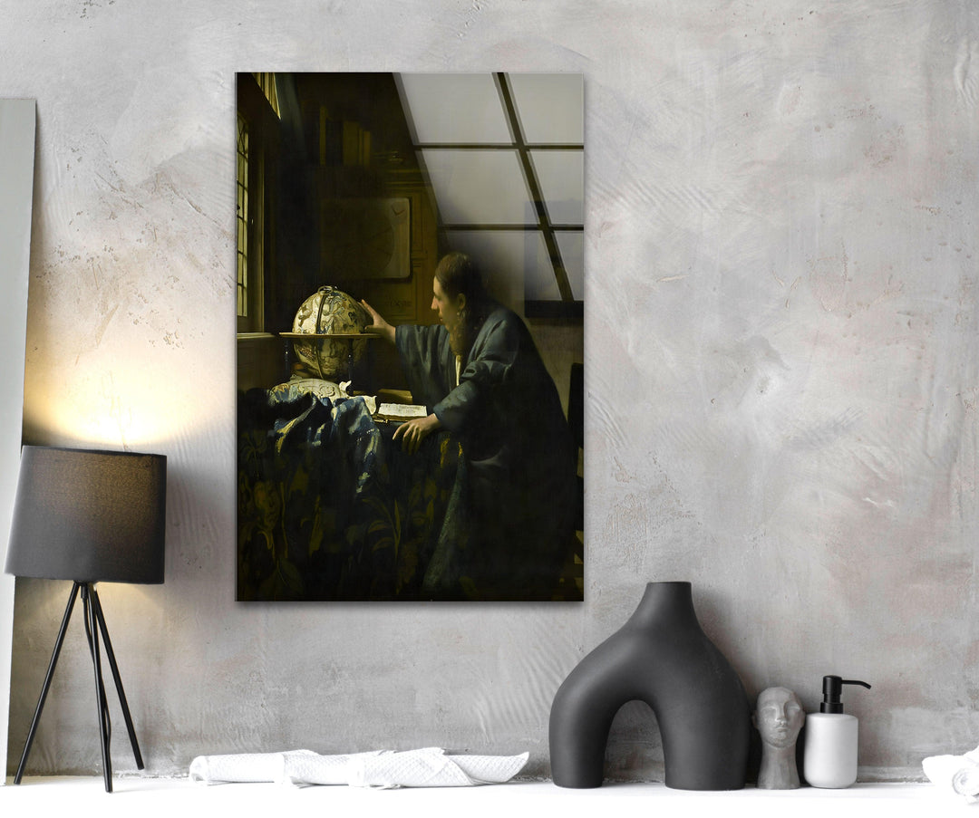 The Astronomer Johannes Vermeer Glass Wall Art photo print on glass, prints on glass wall art
