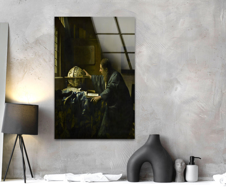 The Astronomer Johannes Vermeer Glass Wall Art photo print on glass, prints on glass wall art
