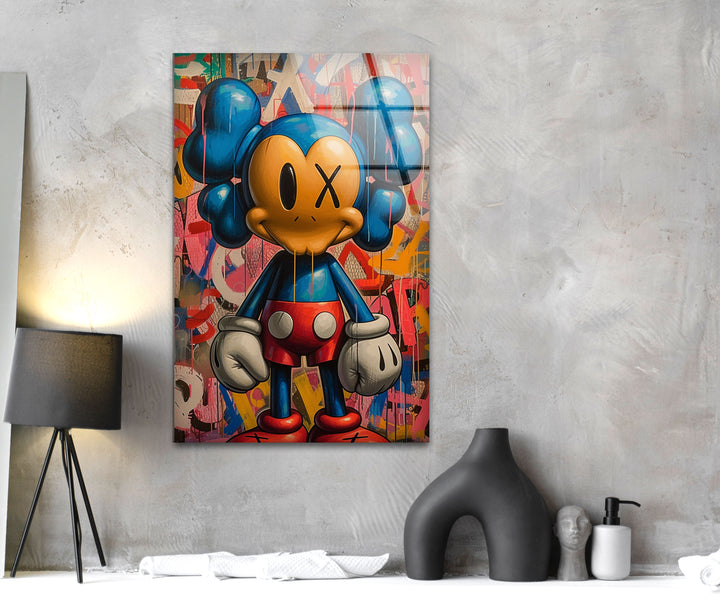 Kaws Boxer Glass Wall Art glass wall decor, glass wall art decor