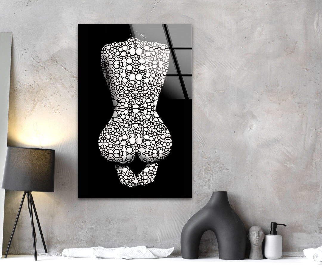 Erotic Woman in Black and White Glass Wall Art